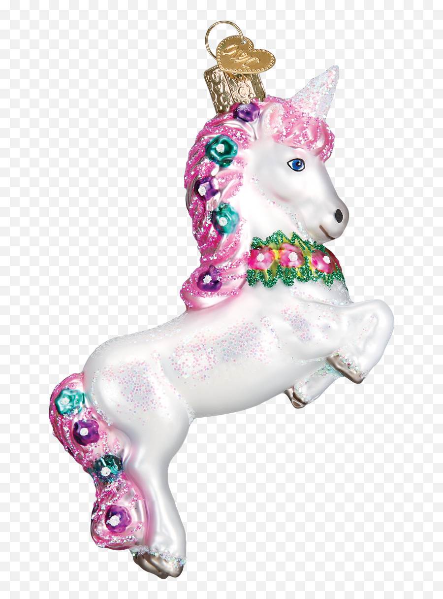 Old World Christmas Prancing Unicorn Glass Ornament Emoji,Uunicorn Emoji