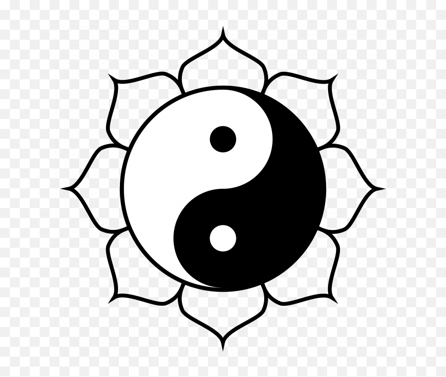 Yin Yang Lotus Symbol - Yin Yang Lotus Emoji,Yin Yang Emoji Black And White