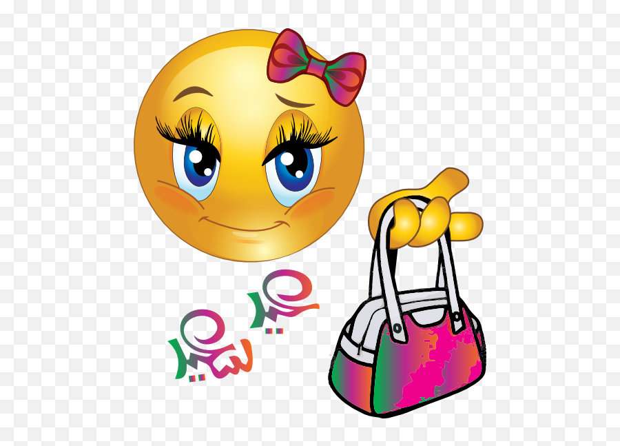 Cute Girl Feast Bag Smiley Emoticon Clipart I2clipart Emoji,Bow Emoji