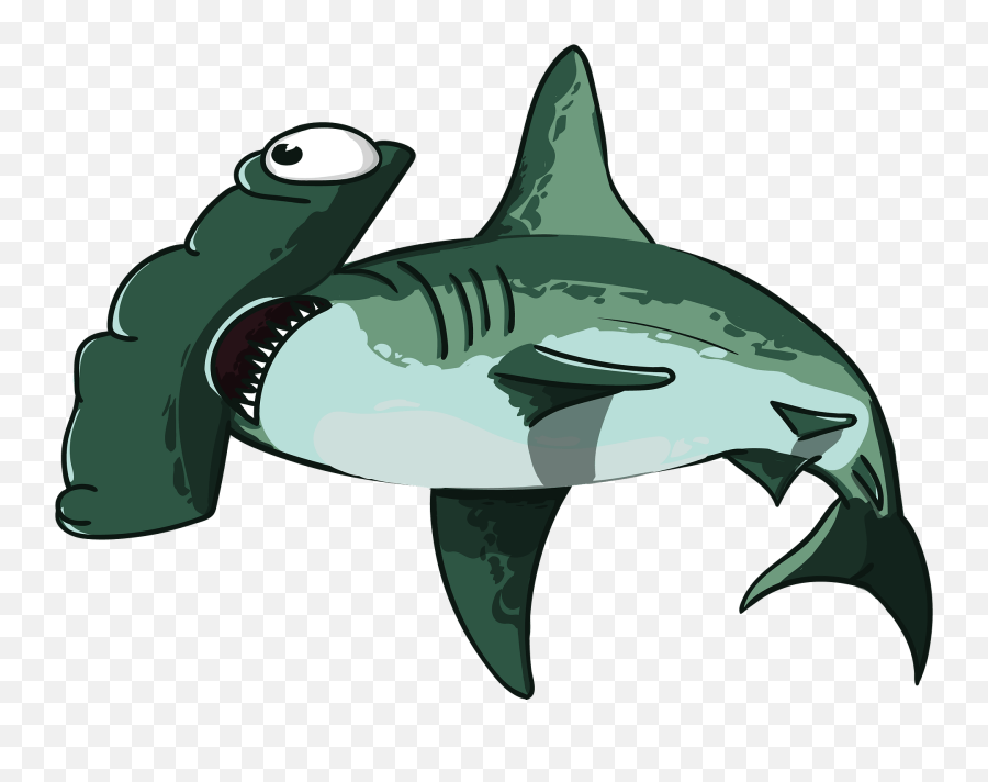Cartoon Hammerhead Shark Clipart - Clipart Transparent Background Shark Png Emoji,Shark Emoji