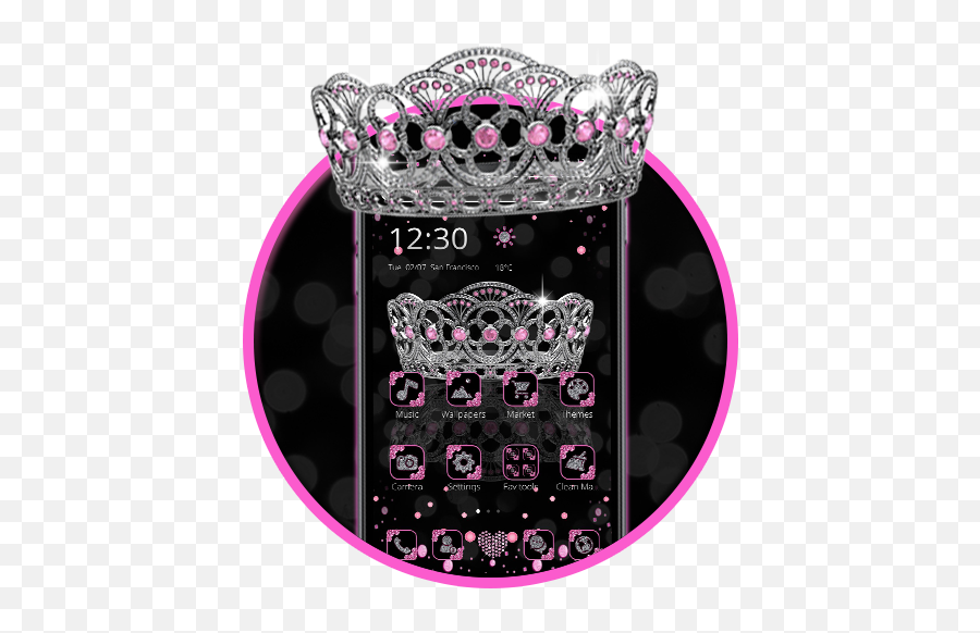 Sparkling Pink Crown Theme U2013 Google Play - Girly Emoji,Tiara Emoji