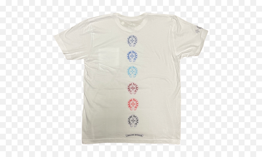Chrome Hearts Redblue Horseshoe Gradient White T Shirt Emoji,Flushed Blue Emoji