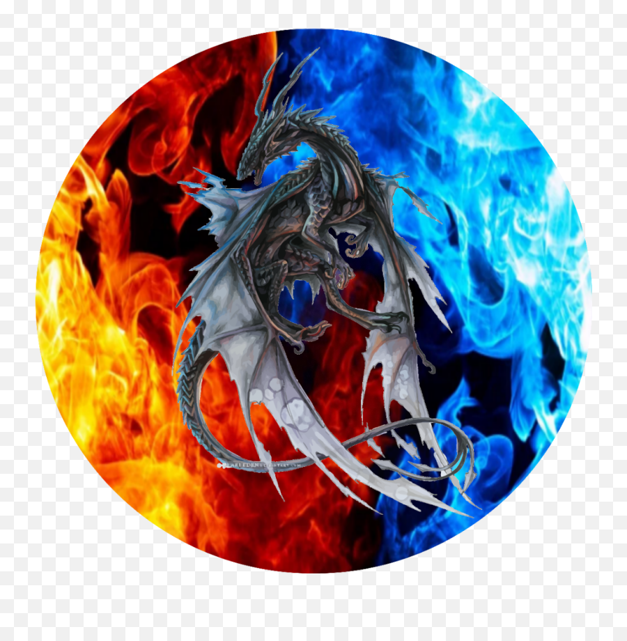 Dragon Fire Cold Ice Sticker Lizzie - Dragon Fire Circle Logo Emoji,Fire Breathing Dragon Emoji