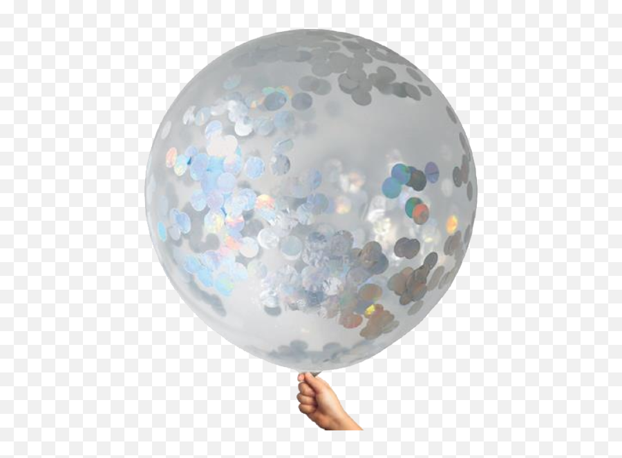 Iridescent U0026 Silver Confetti Jumbo Balloon - Silver Balloons With Confetti Png Emoji,Confetti Emoji Png