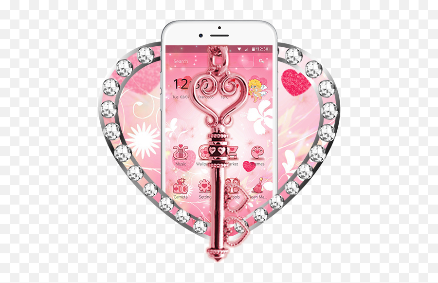 Amazoncom Lovely Pink Heart Key Theme Appstore For Android - Necklace Emoji,Heart With Sparkles Emoji