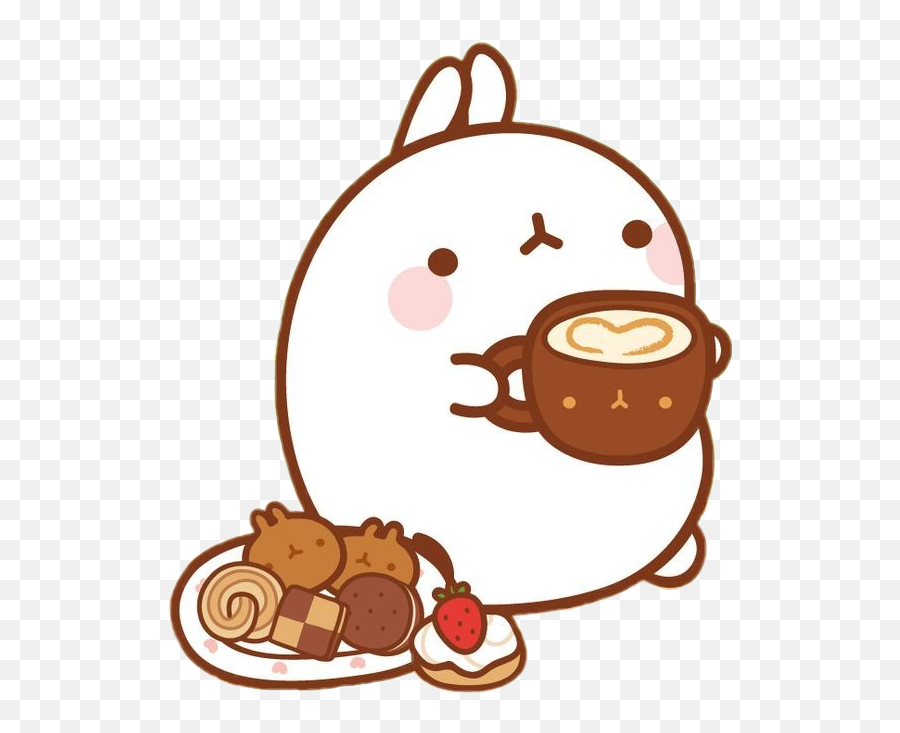 Kawaii Rabbit Cute Cookies Donut Cake Cup Coffee - Molang Cookie Emoji,Rabbit Emojis Tumblr