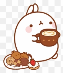 Kawaii Rabbit Cute Cookies Donut Cake Cup Coffee - Molang Cookie Emoji,Rabbit Emojis Tumblr