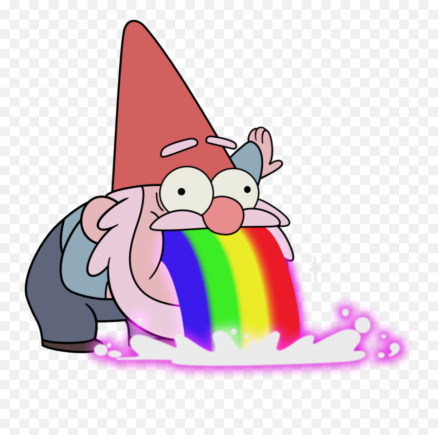 Rainbow Sparkle Troll Elf Gnome Sticker - Gravity Falls Gnome Vomit Emoji,Throw Up Rainbow Emoji