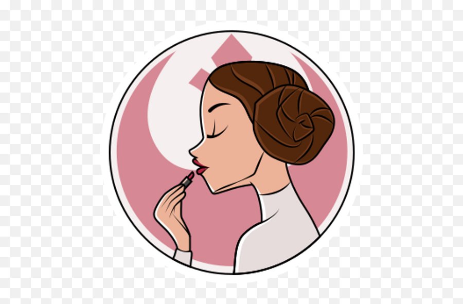 Star Wars Princess Leia And Lipstick - Princess Leia Sticker Emoji,Princess Leia In Emoji