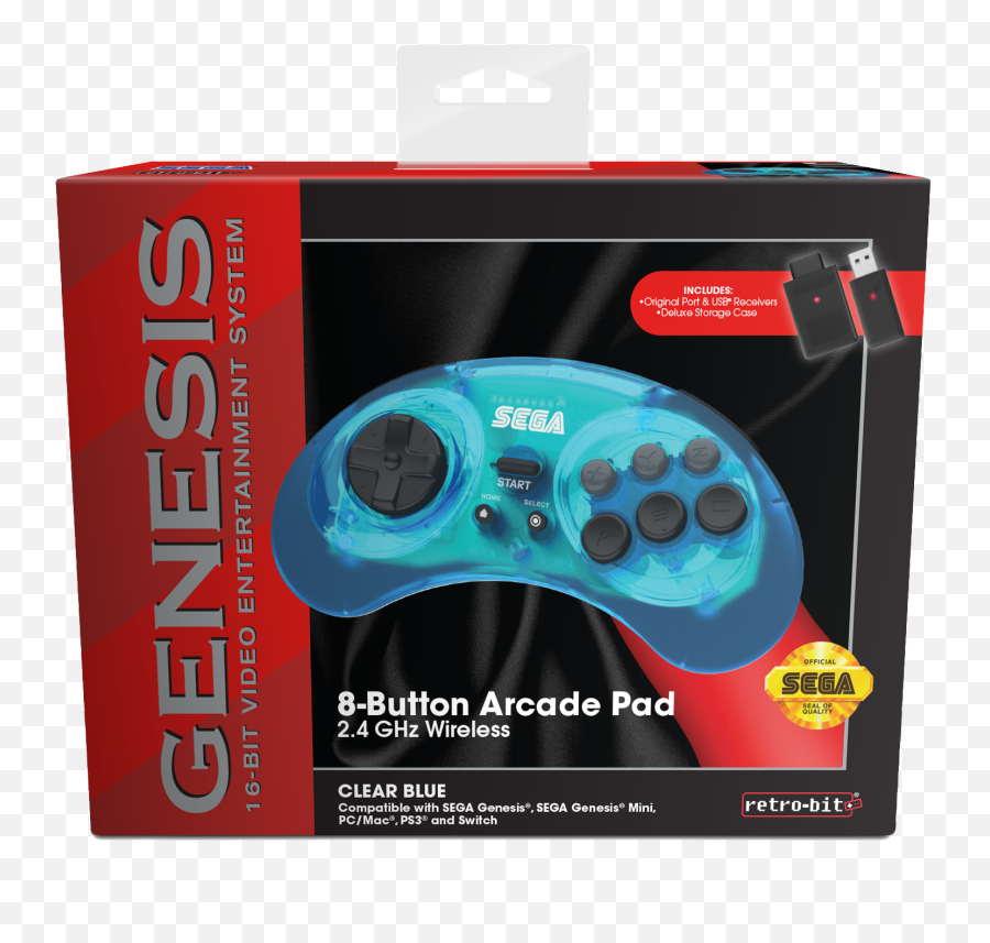 Sega Genesis 8 - Button Arcade Pad 24 Ghz Wireless Clear Blue Retro Bit Sega Genesis Controller Emoji,Happily Surprised Emoticon Smushed