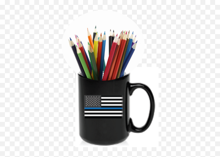 Your Thin Blue Line Flag Mug As - Cup With Pencils Transparent Png Emoji,Thin Blue Line Emoji
