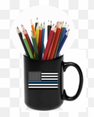 Your Thin Blue Line Flag Mug As - Cup With Pencils Transparent Png Emoji,Thin Blue Line Emoji