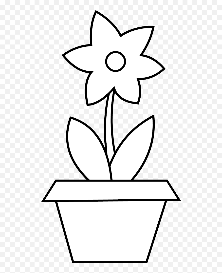 Flower Pot Clip Art - Clipartsco Flower In A Pot Clipart Black And White Emoji,Emoticon With Floers