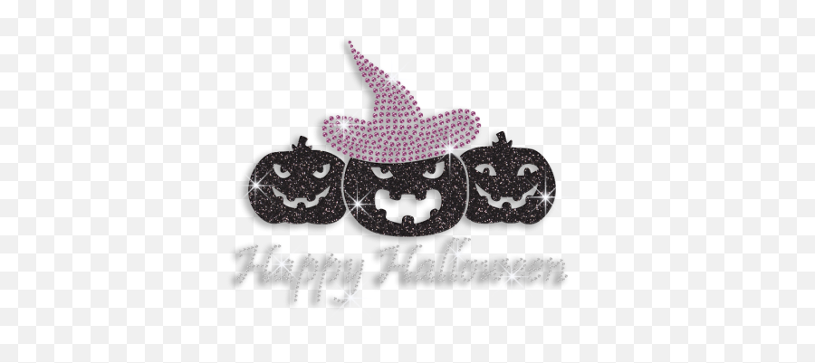 Black Pumpkins Happy Halloween Glitter Iron - On Transfer Emoji,Happy Emotion Costume