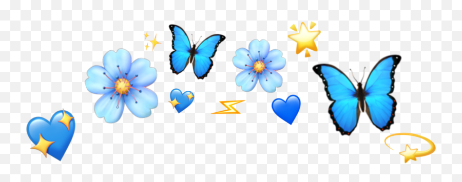 Download Butterfly Blue Emoji Heart - Butterfly Emoji Transparent Background,Lightning Emoji