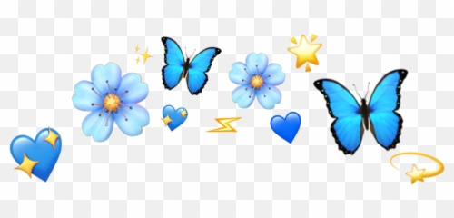 Download Butterfly Blue Emoji Heart - Butterfly Emoji Transparent Background,Lightning Emoji