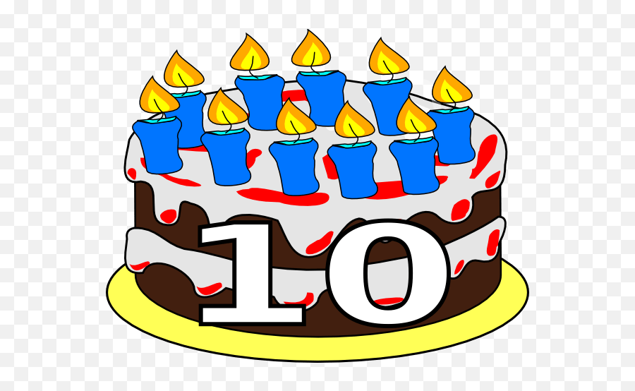Library Of Birthday Cake Turning Ten Png Royalty Free Stock - 10th Birthday Cake Clipart Emoji,Emoticon For Birthday Cake