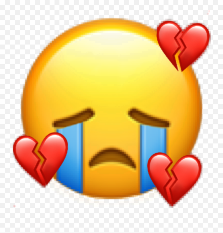 Sad Iphoneemoji Crying Sticker - Hearts Face Emoji,Heartbreak Iphone Emoji Png