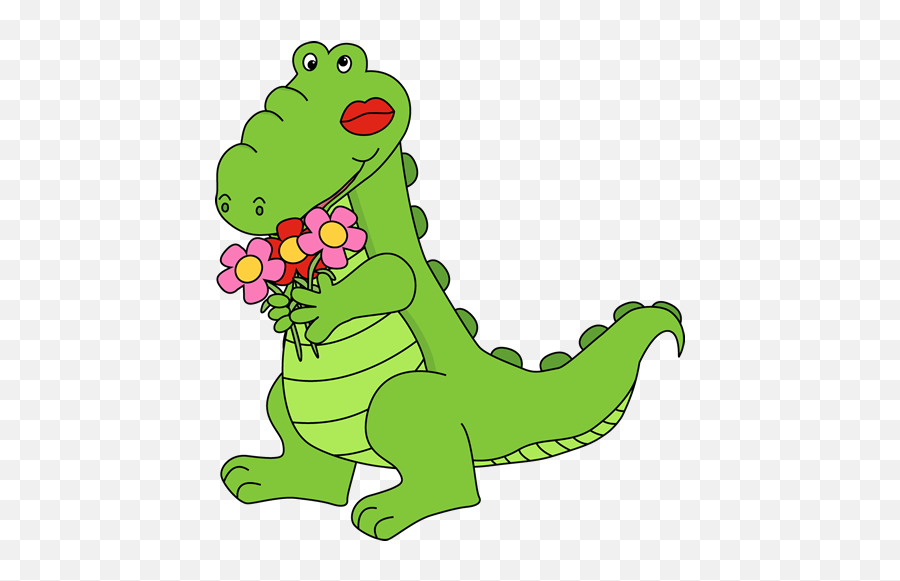 57 Valentine Clip Art Ideas - Alligator With Flower Clipart Emoji,Dinosaur Emoji Instead Of Alligator