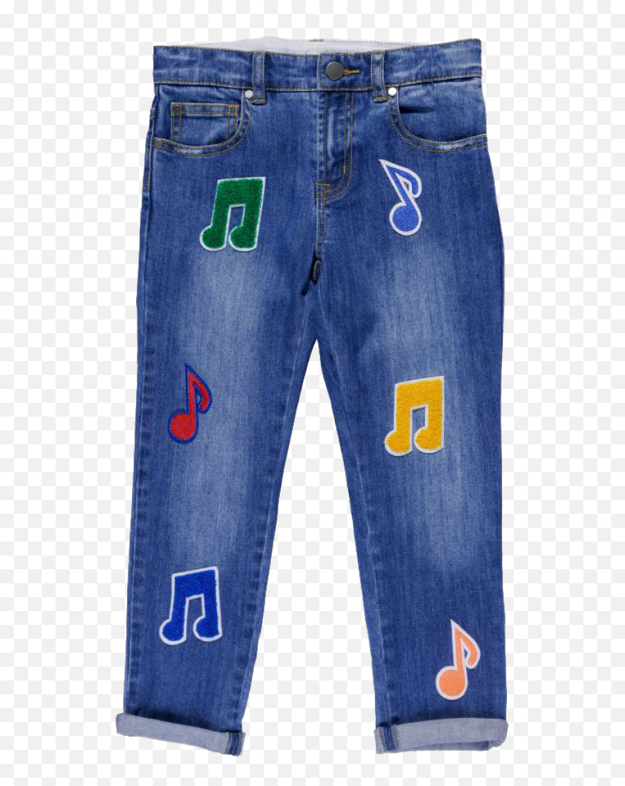 Stella Mccartney Kids Lohan Denim Trouser Badges - Orange Emoji,Pants Emoji
