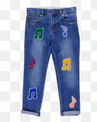 Stella Mccartney Kids Lohan Denim Trouser Badges - Orange Emoji,Pants Emoji