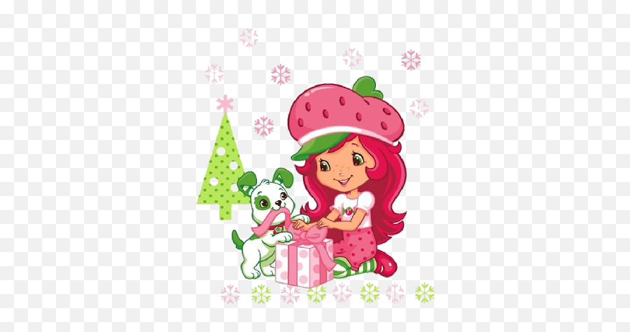 Strawberry Shortcake Cartoon - Strawberry Shortcake Holiday Present Emoji,Strawberry Shortcake Emoji