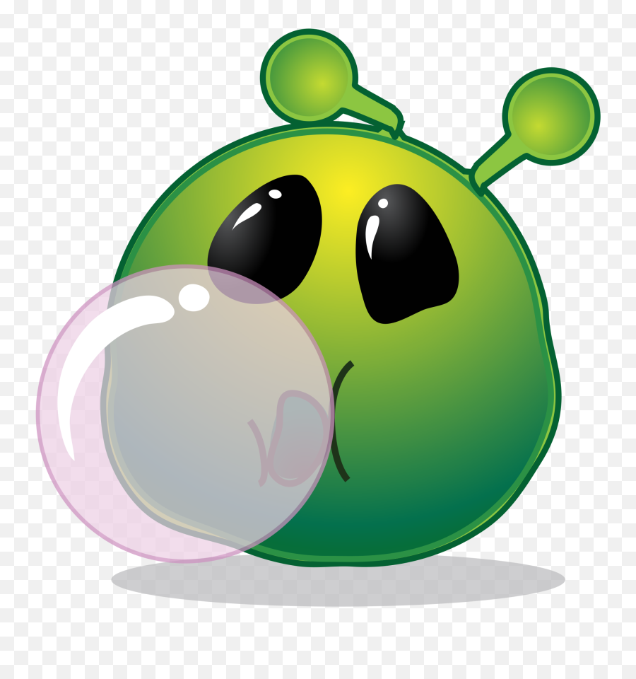 Smiley Green Alien Bubble - Gum Chewing Transparent Gif Smiley Green Alien Emoji,Alien Emoji Gif