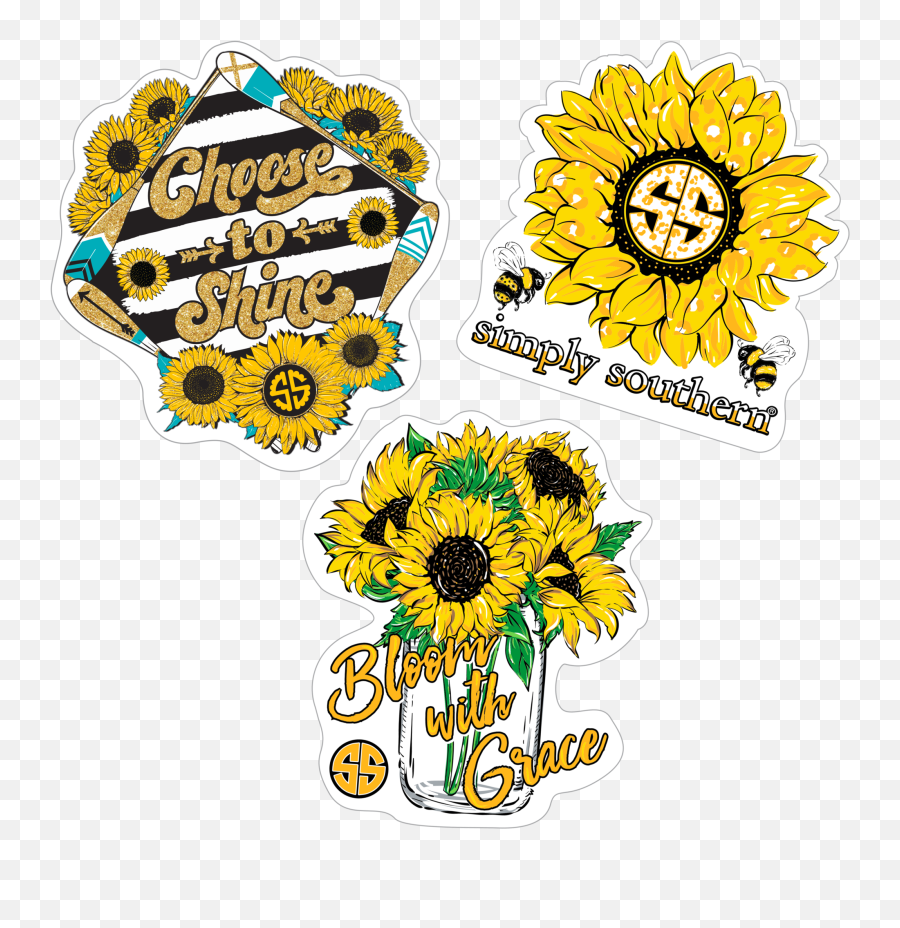 Simply Southern Stickers Sunflower - Dot Emoji,Magnifier Girl Emoji