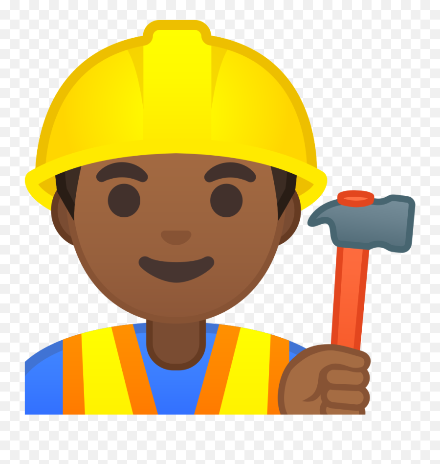 Man Construction Worker Medium Dark - Construction Worker Clipart Transparent Background Emoji,Hard Working Emoji