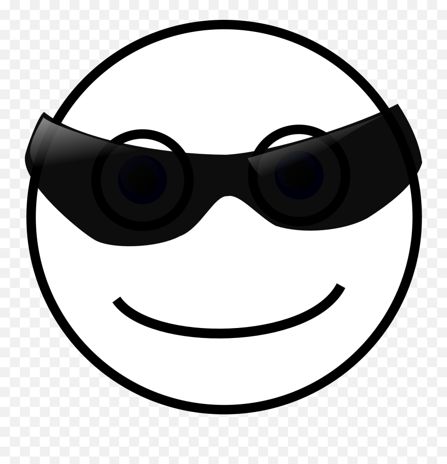 Smiley Face Sun - Cool Smiley Face Black And White Emoji,Sunglasses Emoticon