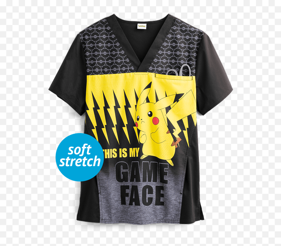 Cherokee Tooniforms Pokémon Game Face Menu0027s Print Scrub Top - 2x Print Emoji,Pokemon Emotion Tab