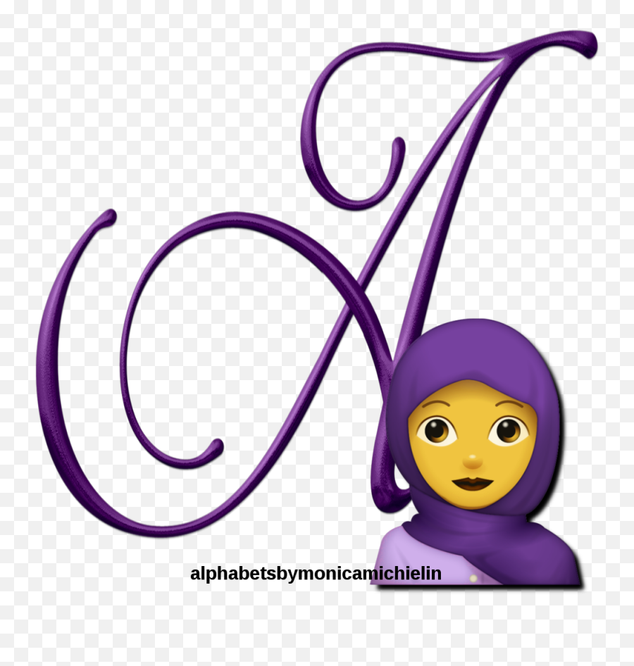 Monica Michielin Alphabets Purple Girl Emoji Emoticon - Happy,August Emoji