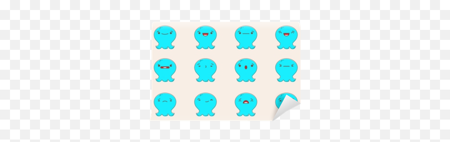 Set Of Vector Kawaii Octopus Emoticons Isolated On Pale Orange Background Wall Mural U2022 Pixers - We Live To Change Dot Emoji,Octopus Emojis