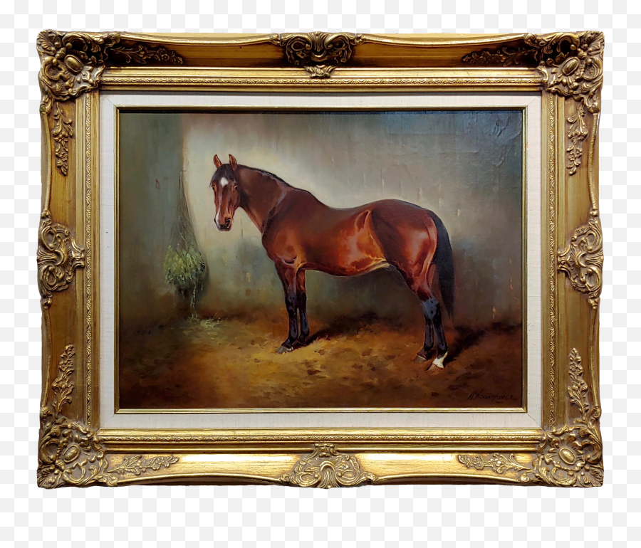William Woodhouse - 19th Century Portrait Of A Horse In A Stall Oil Painting Picture Frame Emoji,Portrait Painting Showing Emotion
