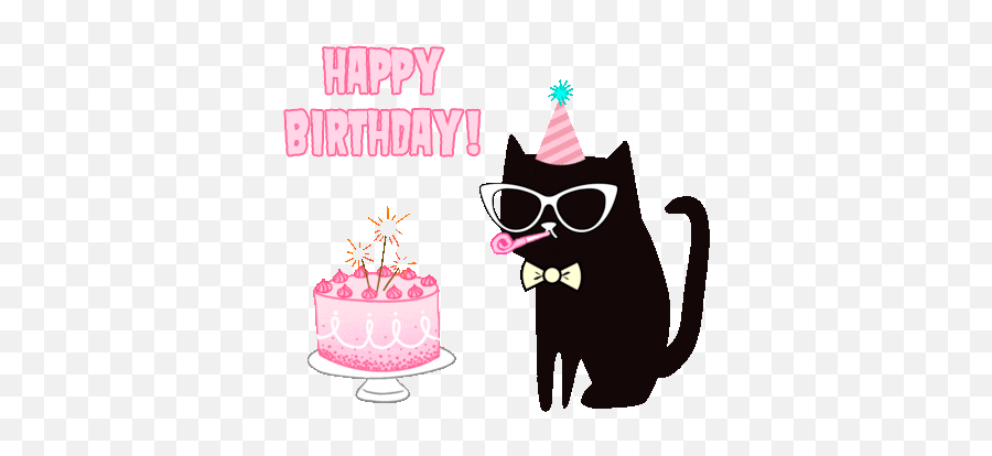 Happy Birthday Cat Gifs 40 Animated Greeting Cards - Happy Birthday Gatos Gif Emoji,Emoticon For Birthday Cake