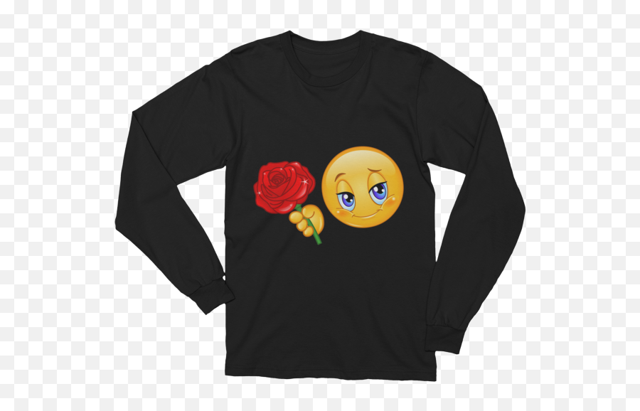 Unisex Emoticon With Rose Long Sleeve T - Shirt What Deep State T Shirt Emoji,Red Rose Emoticon