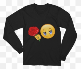 Unisex Emoticon With Rose Long Sleeve T - Shirt What Deep State T Shirt Emoji,Red Rose Emoticon