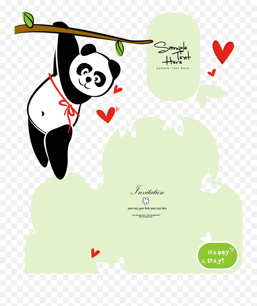 Super Cute Chinese Panda Card China Illustrations Vectors Ai - Free Vector Panda On The Tree Emoji,Tai Chi Emoticon