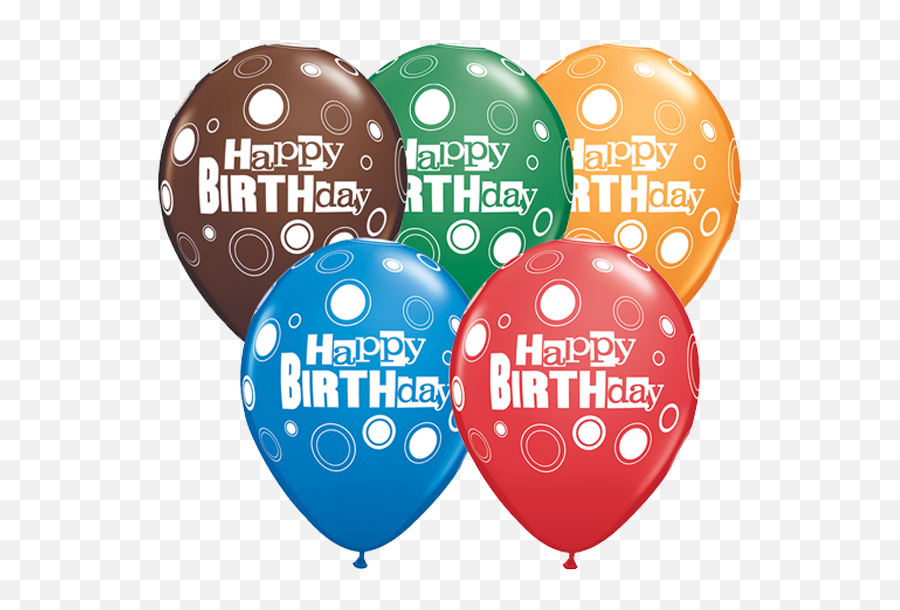 10 X 11 Happy Birthday Bold Dots Assorted Qualatex Latex - Birthday Emoji,Emoji Themed Party Invitations