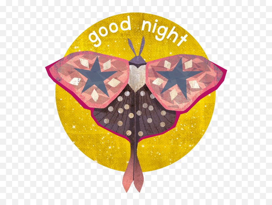 Midnight Moth Bedtime Stickers By Crystal Smith - Butterfly Emoji,Moth Emoji