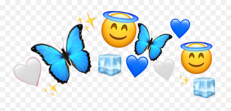 Crown Halo Ring Blue Aesthetic Sticker - Happy Emoji,Heary Emojis