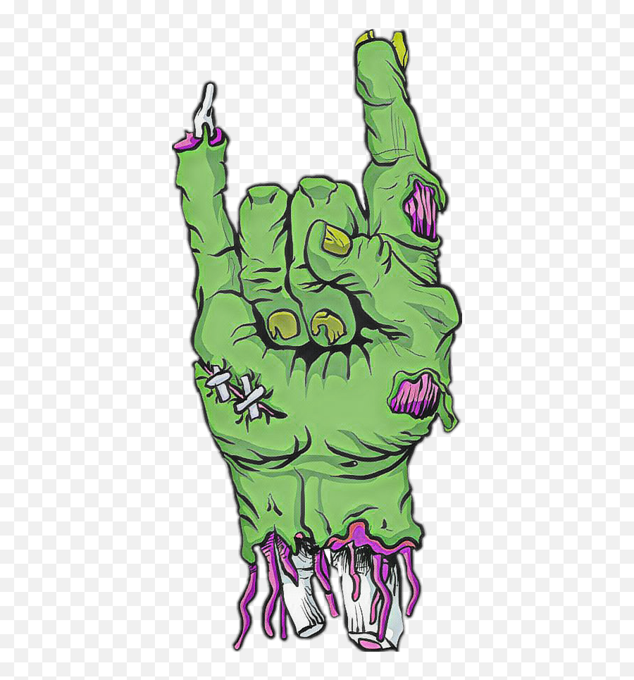 Hand Devil Horns Zombie Sticker Sticker - Cartoon Zombie Hand Png Emoji,Rock Horns Emoji