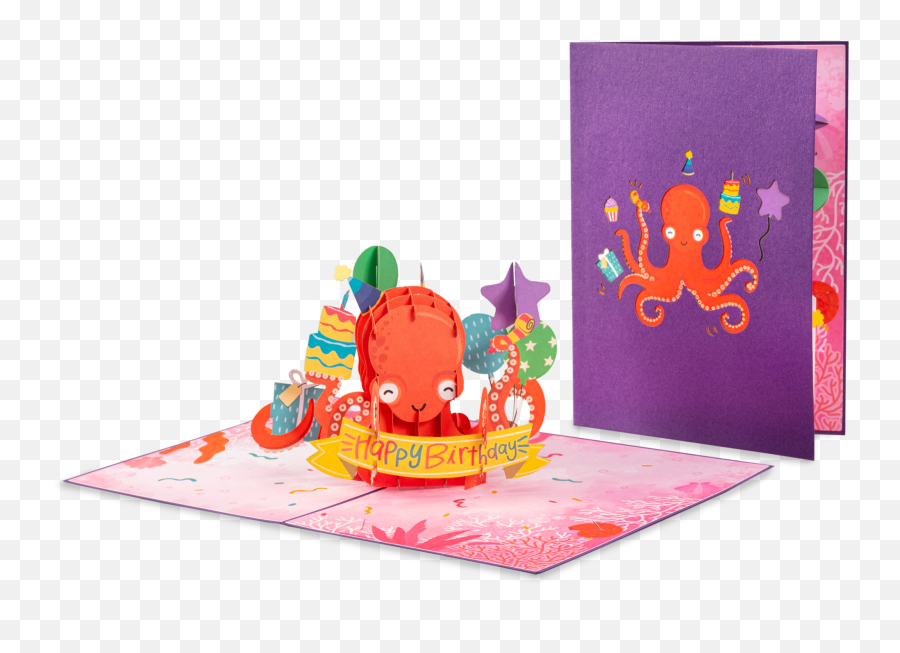 Happy Birthday Octopus Pop Up Card - Blank Note Emoji,Pop Up Emojis
