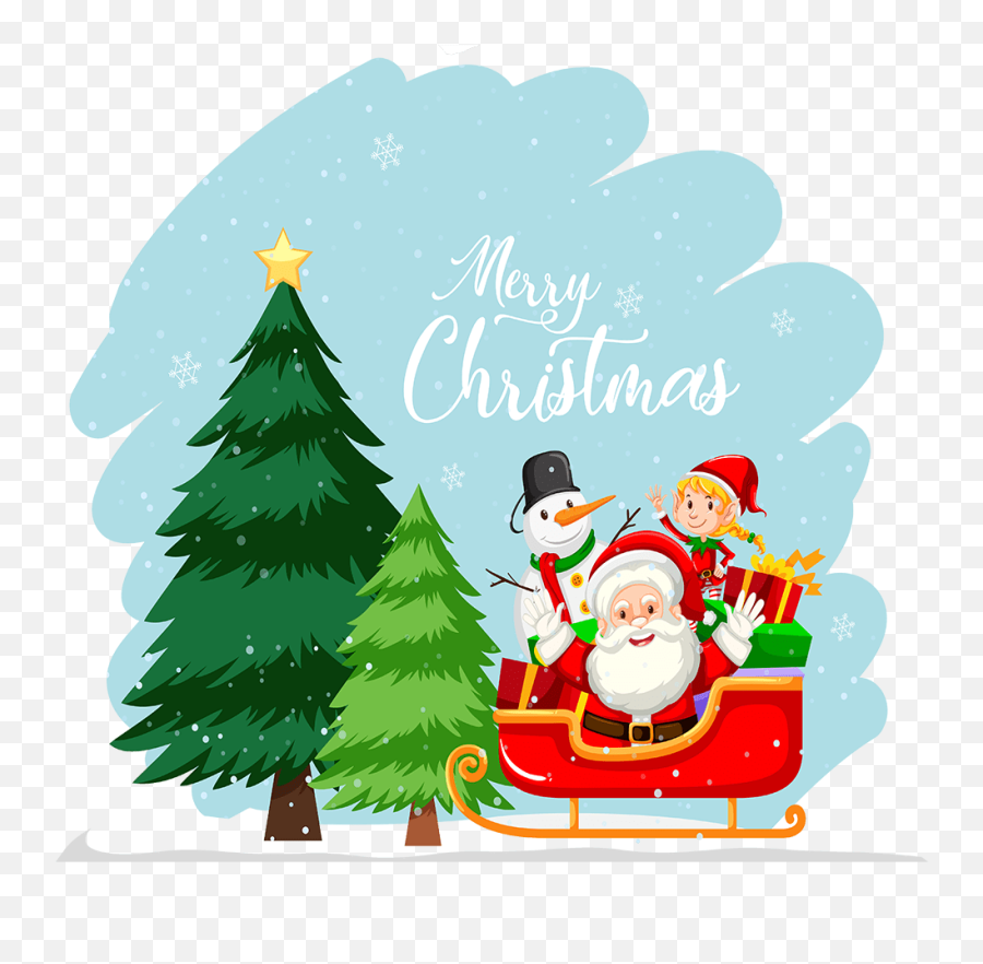 Free U0026 Cute Santa Sleigh Clipart For Your Holiday Emoji,Tree And Santa Emoji