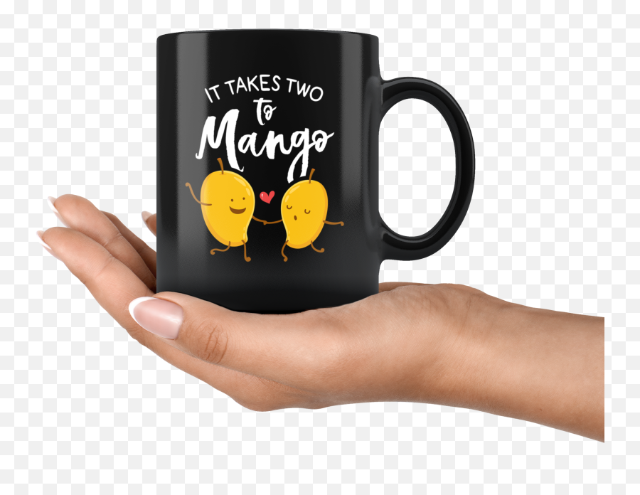 It Takes Two To Mango - 11oz Black Mug Fp19b11oz U2013 Yellow Mug Emoji,Mango Emoticon