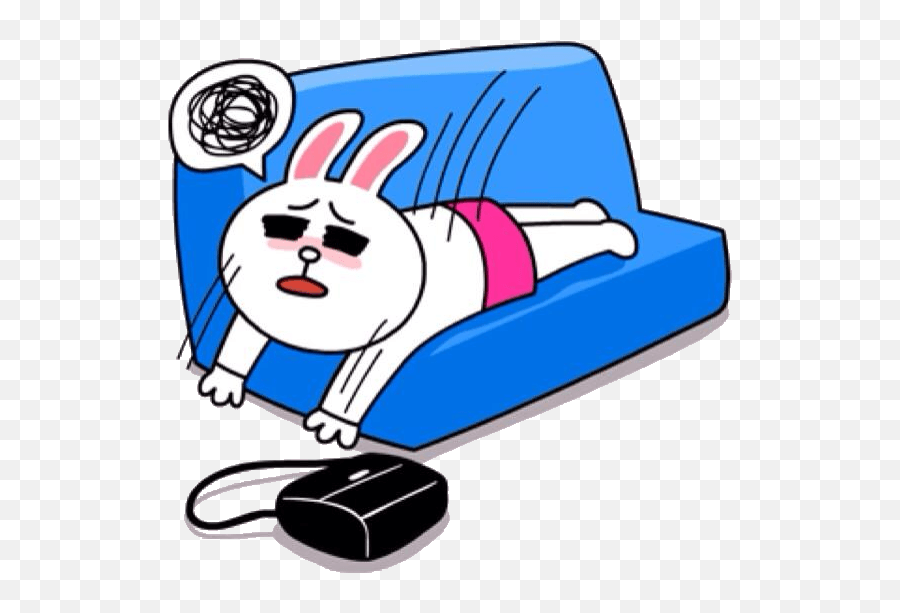 Cony Collapsing Onto The Sofa In Fatigue - Cony Work Clipart Cony Work Emoji,Fatigue Emoji