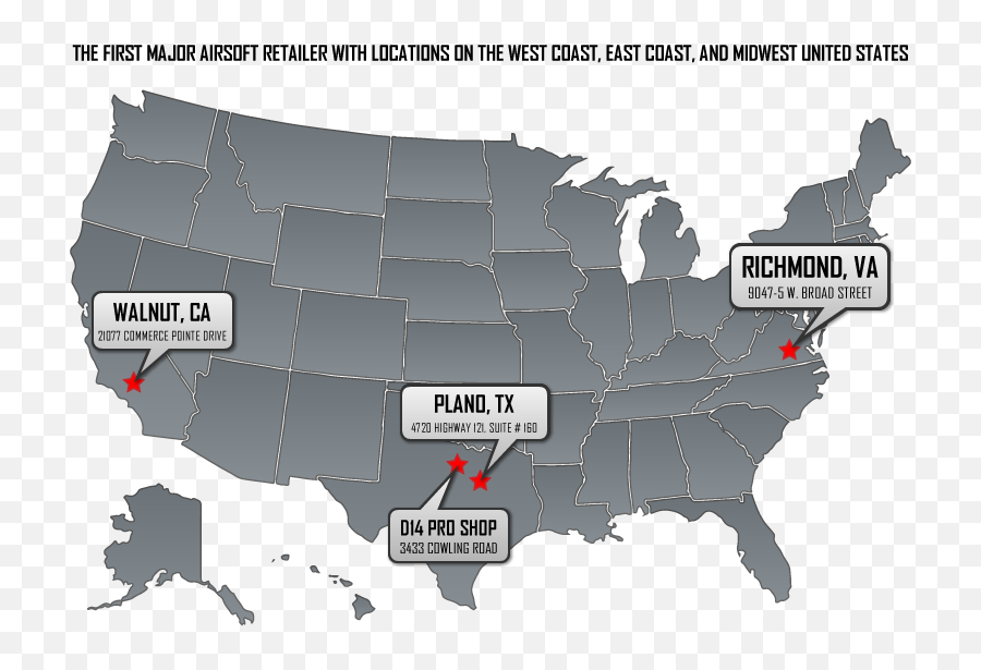 Store Locations Airsoft Gi - States Party Map Emoji,Airsoft Emoji B Patch