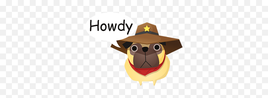 Howdy Cute Funny Cowboy Dog Puppy Pug Fleece Blanket - Happy Emoji,Pug Emoticons For Iphone