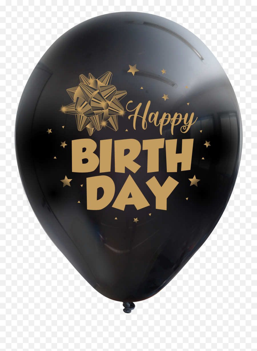 12 Happy Birthday Black Balloon Gold Print Latex Balloons Emoji,Happy 15th Birthday With Emojis