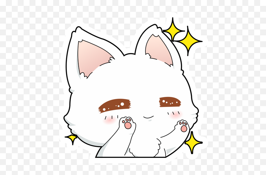 White Cat Shines Sticker In 2022 Cute Cats Fluffy Animals Emoji,Cat Emoji Black And White